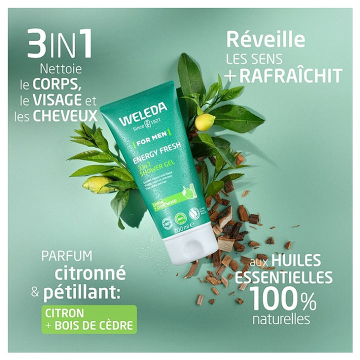 Weleda Man Energy Fresh Gel de Banho 3 em 1 2x200ml