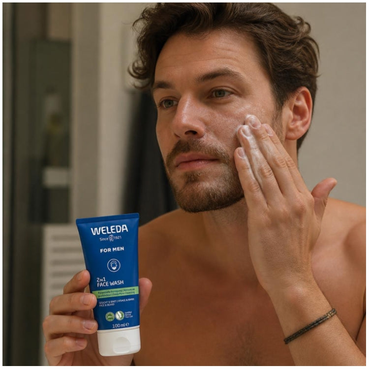 Weleda For Men 2in1 cleansing gel for face and beard 100ml (3.38fl oz)
