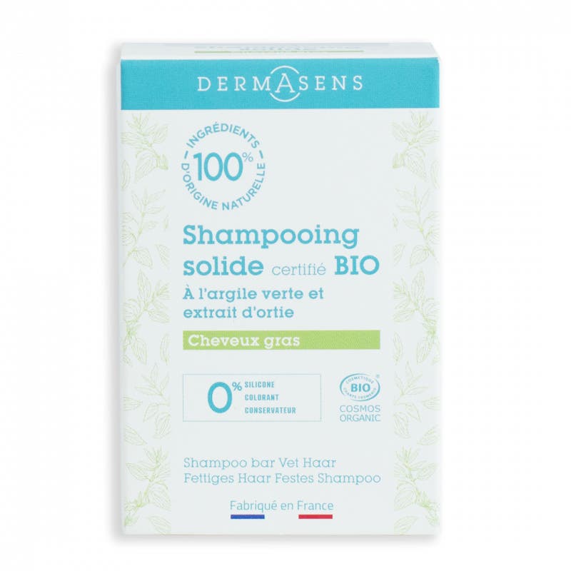 Shampooing Solide Bio Cheveux Gras 60G Dermasens