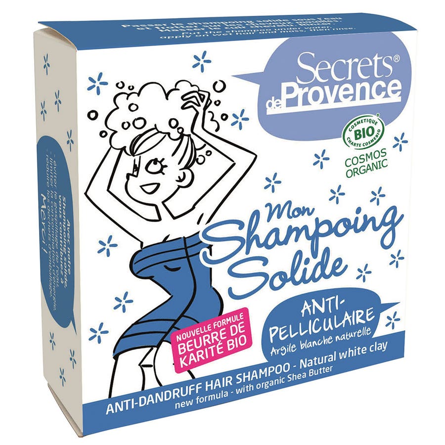 Organic Natural White Clay Anti-Dandruff Solid Shampoo 85g Secrets de Provence