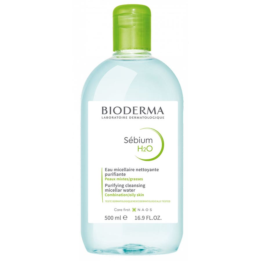 H2o Micellar Solution for Oily Skin 500ml Sebium H2O Peaux grasses Bioderma