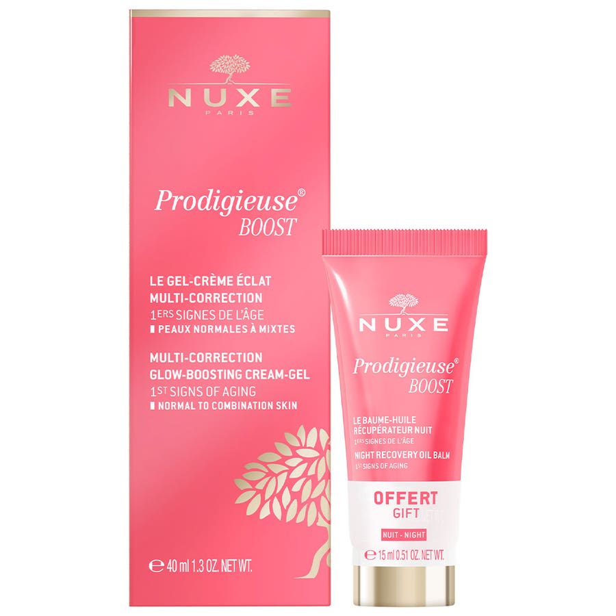 Multi-correction Radiance Cream-Gel 40ml & Night Recovery Oil-Balm free of charge Prodigieuse Boost Nuxe