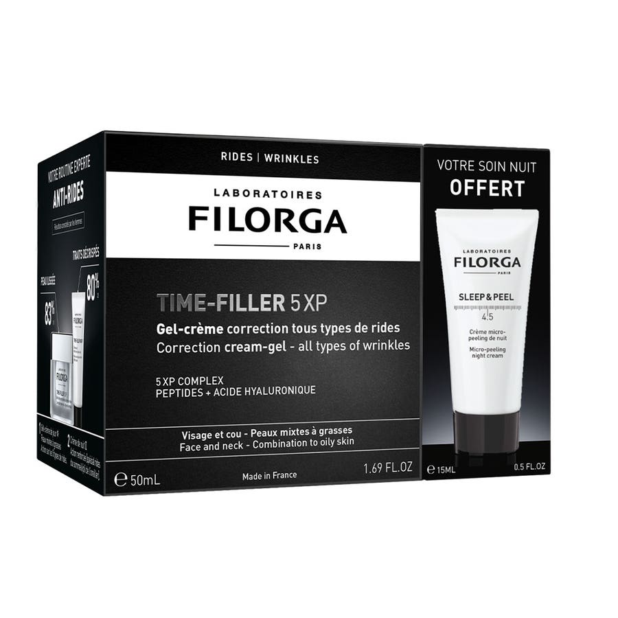Duo Time-Filler 5XP Gel-cream 50 ml + Sleep&Peel 4.5 15ml Time-Filler Combination to Oily Skin Filorga