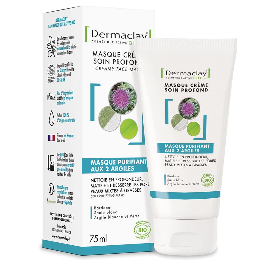 2-clay purifying face mask cream 75ml Dermaclay