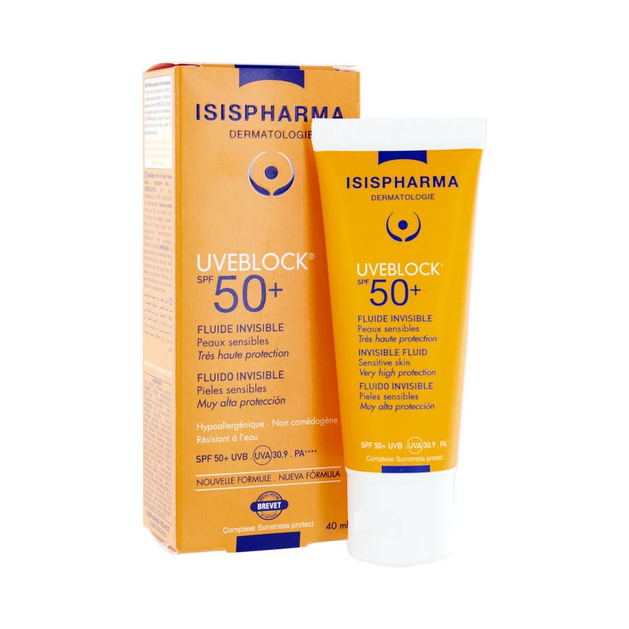 Invisible Fluid Spf50+ for Sensitive Skin 40ml Uveblock Isispharma