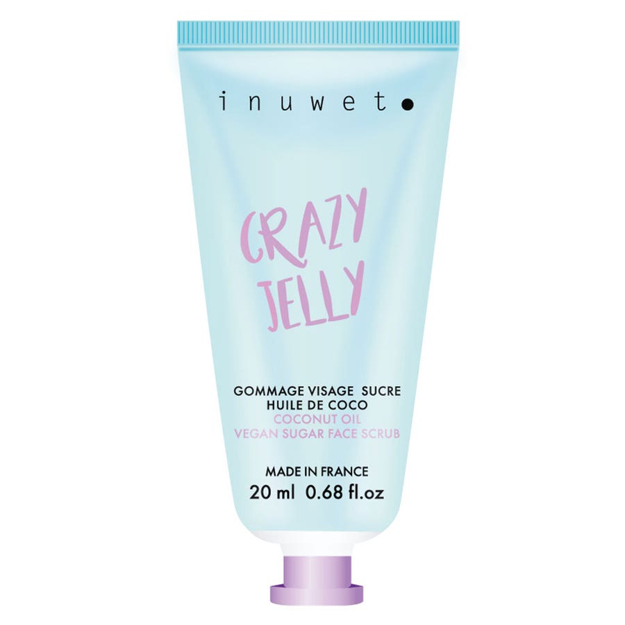 Travel Size Crazy Jelly Natural Sugar Scrubs Face 20ml Turquoise with Monoï Perfumes Inuwet