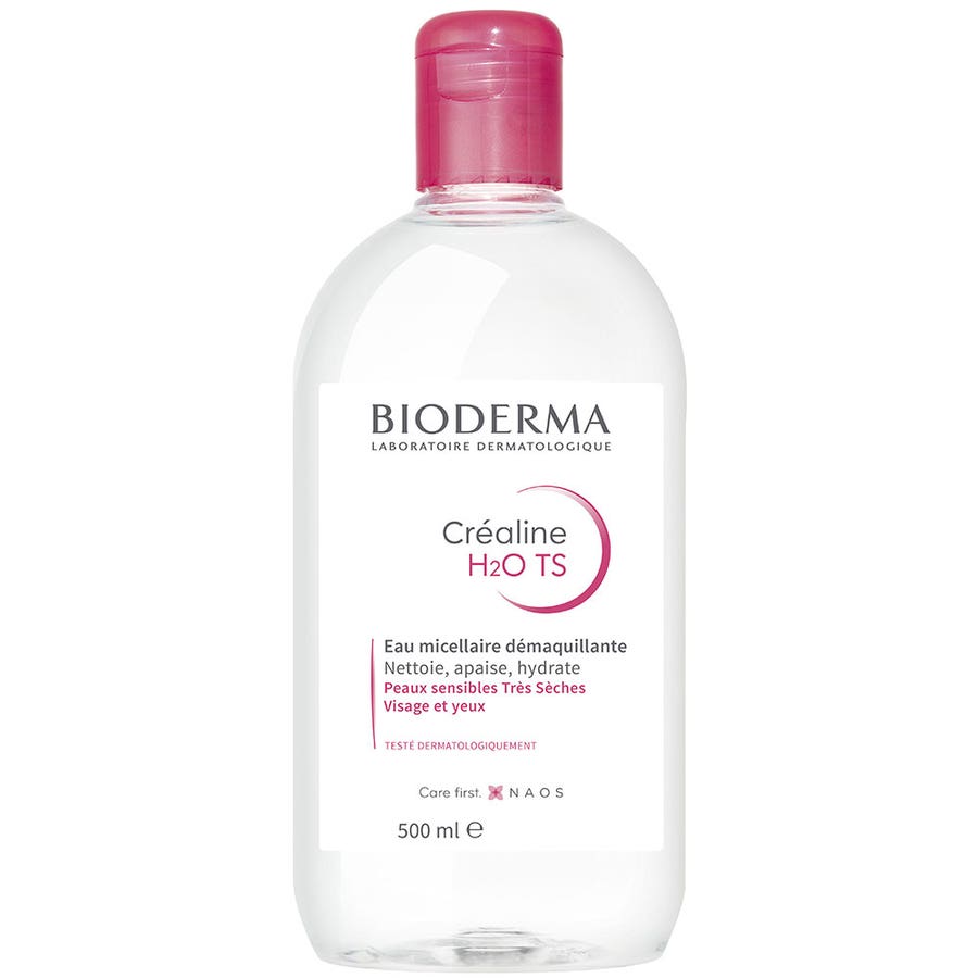 micellar solution make-up remover H2O TS very dry skin 500ml Crealine Peaux très sèches Bioderma